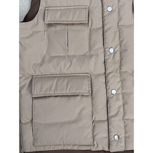 Vintage PineTree Boy Scout Puffer Vest Duck Down Beige Snaps Pockets Mens XL - Picture 4 of 8